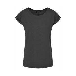 Build Your Brand BY021 - Ladies Extended Shoulder Tee (ausgeweitete Schultern) Holzkohle