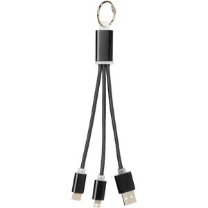 PF Concept 134961 - Metal 3-in-1 Ladekabel mit Schlüsselanhänger Solid Black