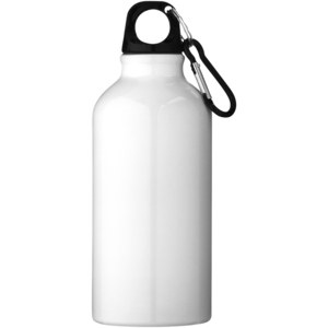 PF Concept 100738 - Oregon 400 ml RCS-zertifizierte Trinkflasche aus recyceltem Aluminium mit Karabinerhaken Weiß