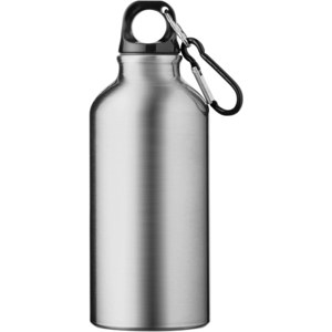 PF Concept 100738 - Oregon 400 ml RCS-zertifizierte Trinkflasche aus recyceltem Aluminium mit Karabinerhaken Silver