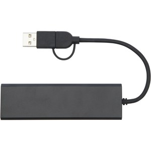 Tekiō® 124344 - Rise USB 2.0 Hub aus recyceltem RCS Aluminium Solid Black
