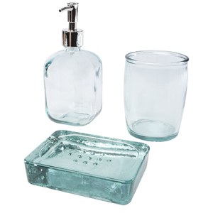 Authentic 126190 - Jabony 3-teiliges Badezimmer-Set aus recyceltem Glas
